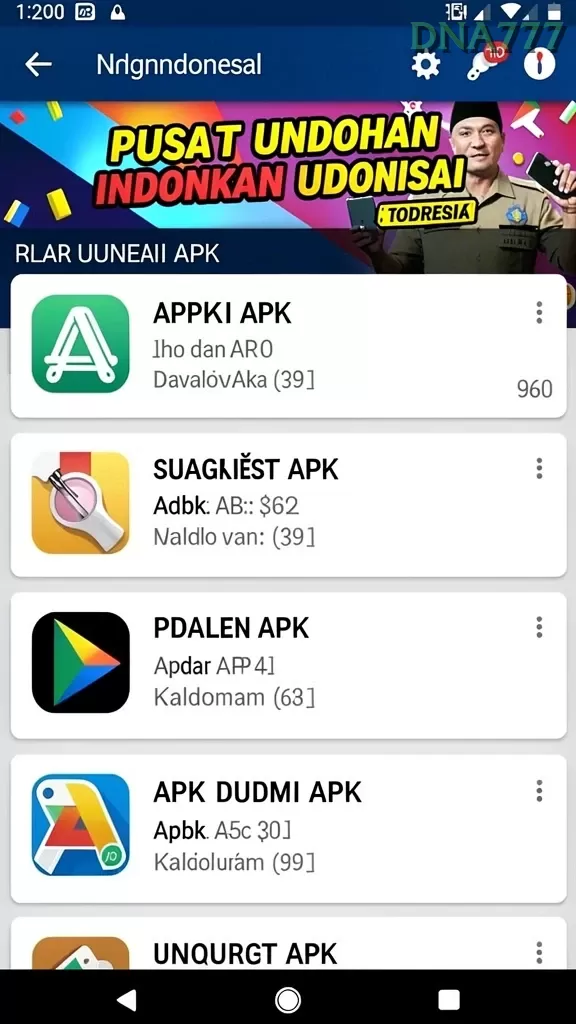 Cuplikan layar RP62RP — menu navigasi